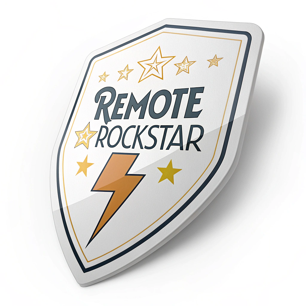 Sub Design Idea 3: A badge or shield with the words 'Remote Rockstar' and a lightning bolt.