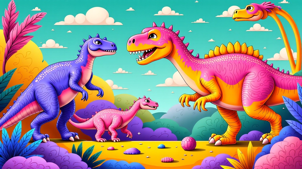 AI Dreams of Dinosaurs: Generate illustrations of the Mesozoic Era, but instead of scientifically accurate depictions, the AI creates fantastical and dream-like scenes, perhaps merging dinosaur anatomy with unexpected patterns, environments, or even objects it has learned from its vast dataset, reflecting an AI 'imagination' unbound by strict paleontology.