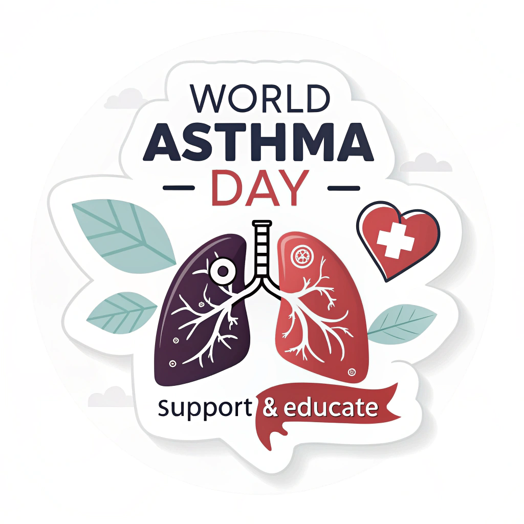Translated text: World Asthma Day Stickers - World Asthma Day: Support & Educate