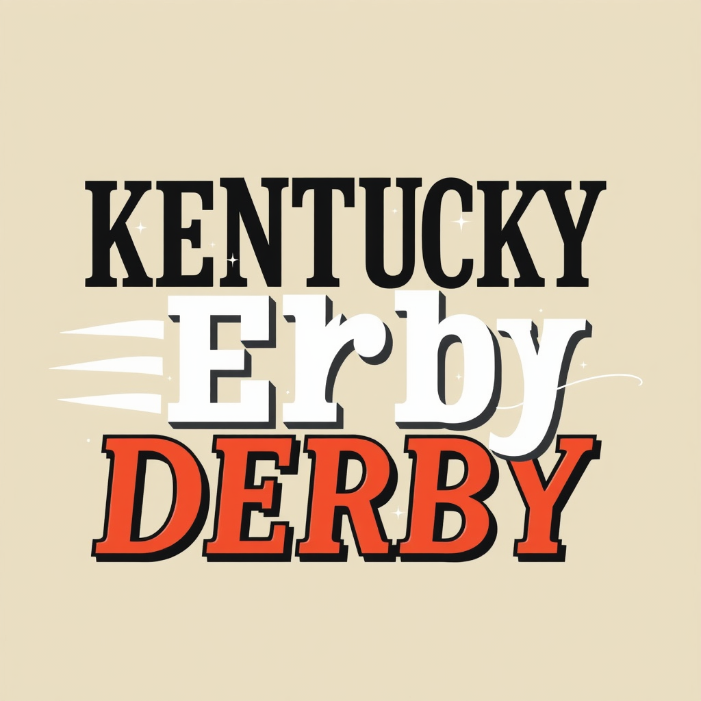 Sub-Design Idea 2: Kinetic Typography - Craft the 'Kentucky Derby' text itself to express movement. Letters could appear stretched, slanted, or adorned with subtle motion trails, making the event's name synonymous with thrilling speed and dynamism.