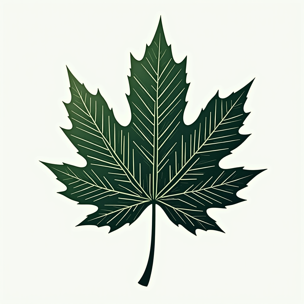 Sub-design 4: Circuit Leaf Silhouette - A simple, elegant leaf or botanical silhouette where the traditional veins are replaced by fine, distinct circuit board traces, merging nature with technology.