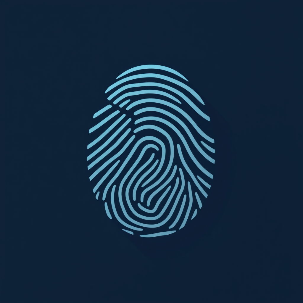 A fingerprint where sections of the lines break down into pixelated data or binary code, signifying digital identity.