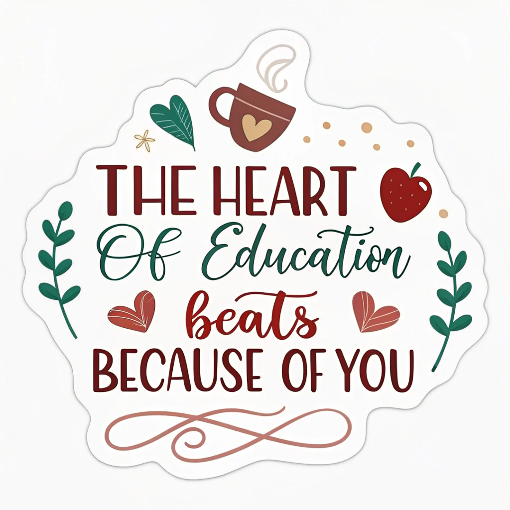 Teacher Retention Sticker Designs - The Heart of Education Beats Because of You