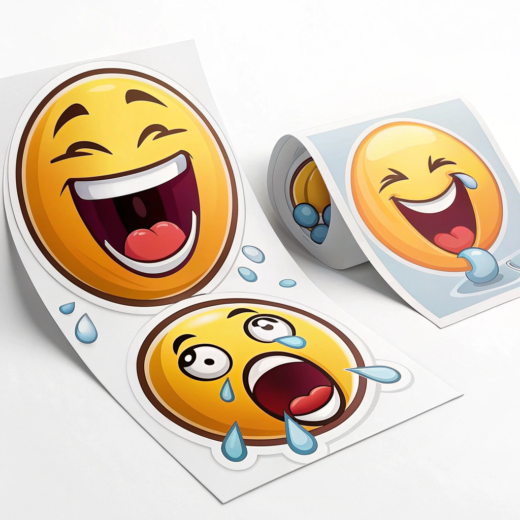 Sub-Design Idea 1: Hyper-Expressive Emojis. Classic emojis (e.g., 😂, 😭, 😲) animated with exaggerated movements and visual gags, like a laughing emoji bouncing uncontrollably or a crying emoji creating a miniature flood.