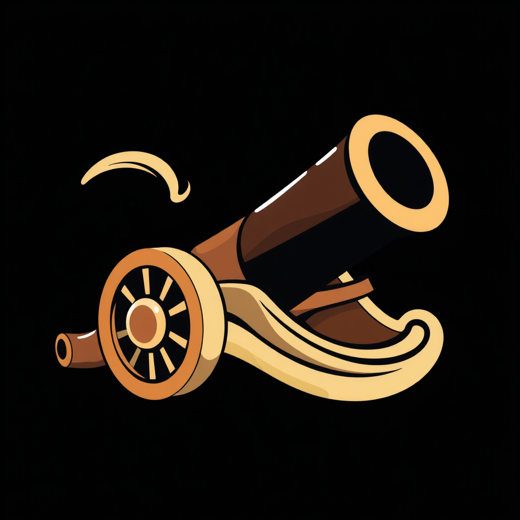 Fluid & Organic Cannon Form: Move away from rigid lines and explore a more flowing, organic interpretation of the cannon. Use smooth curves and interconnected shapes that suggest the cannon's power in a less literal, more artistic way.