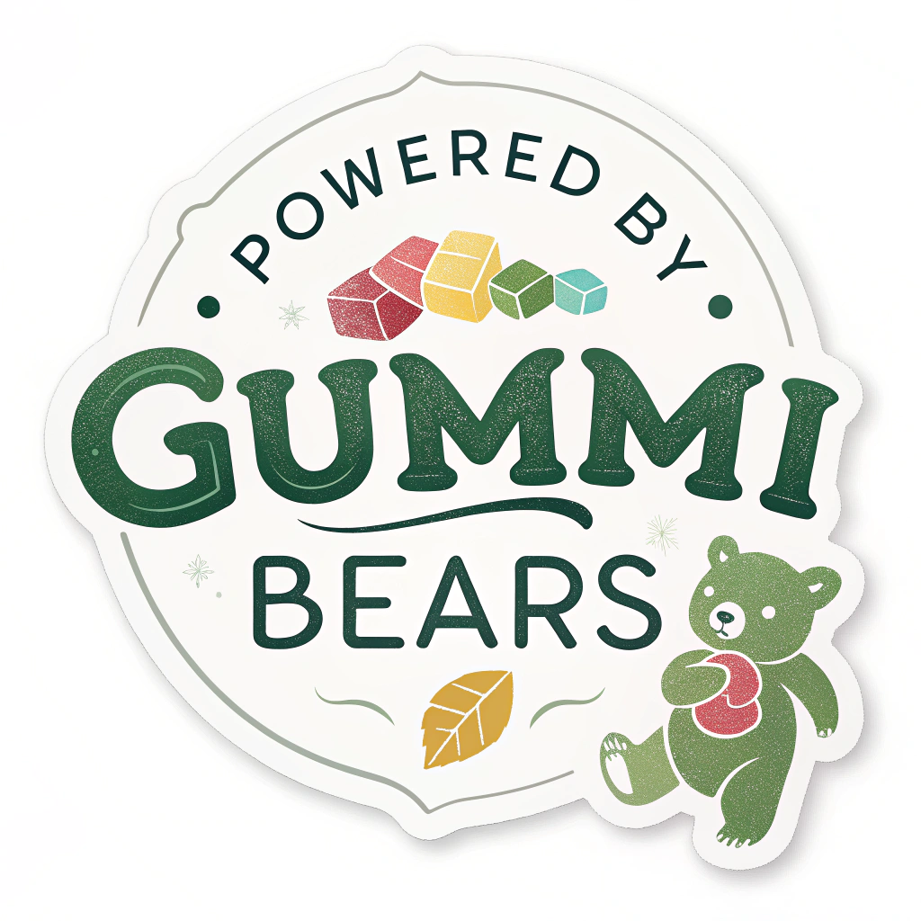 Simple Logo Idea: The phrase 'Powered by' in a clean, friendly font placed above 'GUMMI BEARS' in a bolder, more playful typeface. The 'U' in 'GUMMI' could be subtly shaped like a gummi bear, or a small, stylized gummi bear icon could be placed next to the wordmark.