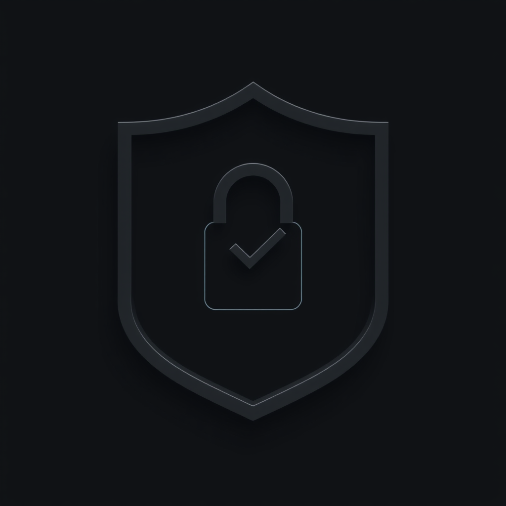 A classic shield shape where the negative space forms a minimalist keyhole or a subtle checkmark, symbolizing access control or verified protection.