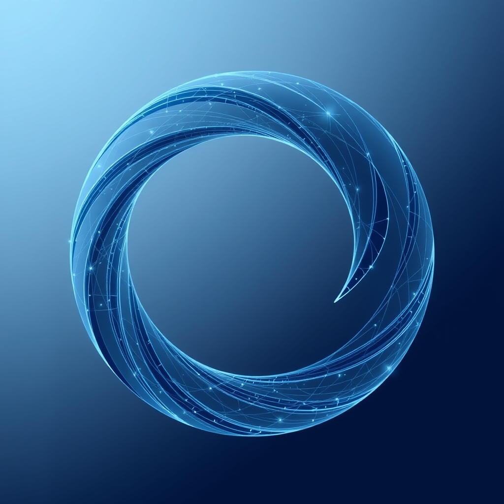 Sub-design Idea 3: Infinite Generative Flow - A continuous, looping swirl formation, possibly resembling a stylized Möbius strip or an abstract knot, symbolizing the ongoing learning, adaptation, and content generation capabilities of AI systems.