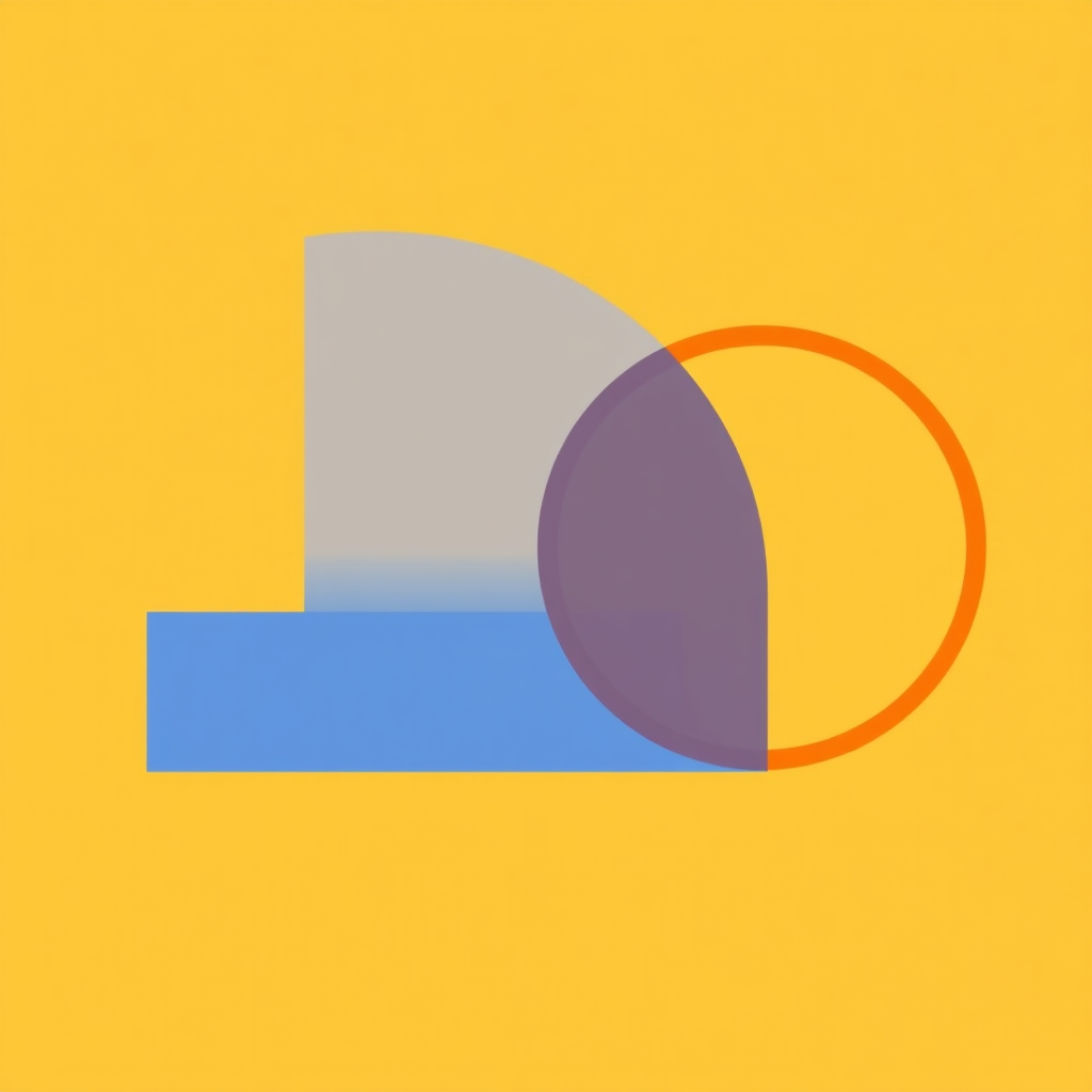 Sub-Design Idea 4 (Elemental Intersection): Two or three very basic geometric forms (e.g., a semi-circle, an arc, a rectangle) in solid, essential Pride colors, designed to overlap slightly. The intersection tells a story of unity, shared space, or intersectionality through minimal design.