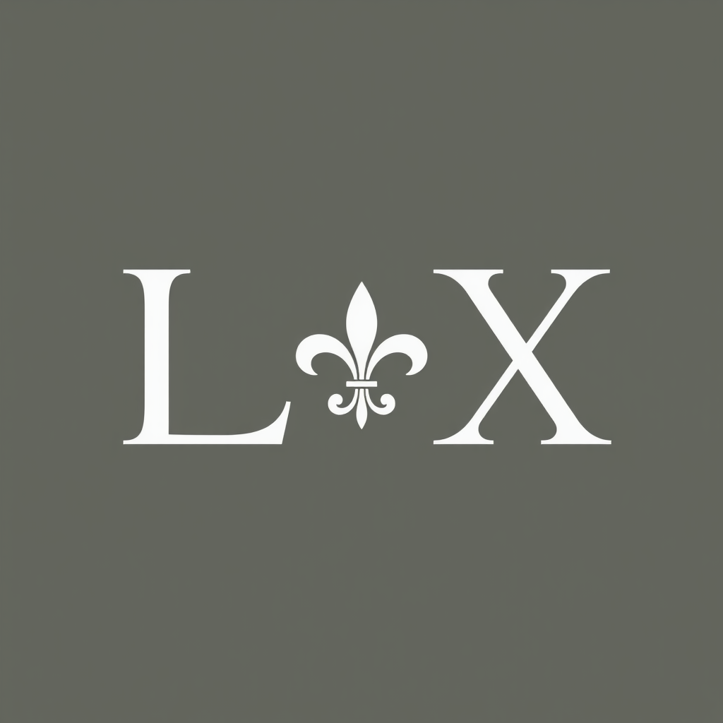 A bold, clean 'LIX' typographic mark where the letterforms incorporate subtle, elegant curves or minimalist flourishes inspired by French Quarter wrought ironwork details. A small, tastefully integrated fleur-de-lis could serve as a refined accent.