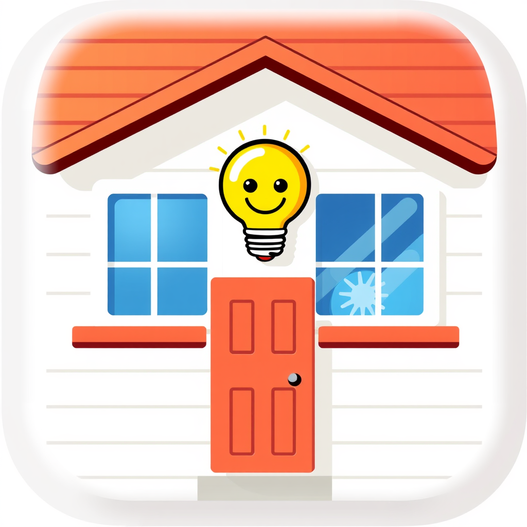 Simple Idea: A house with a smiling face on the front, using bright, cheerful colors. Alternatively, a sparkling clean window with a happy face reflected in it.