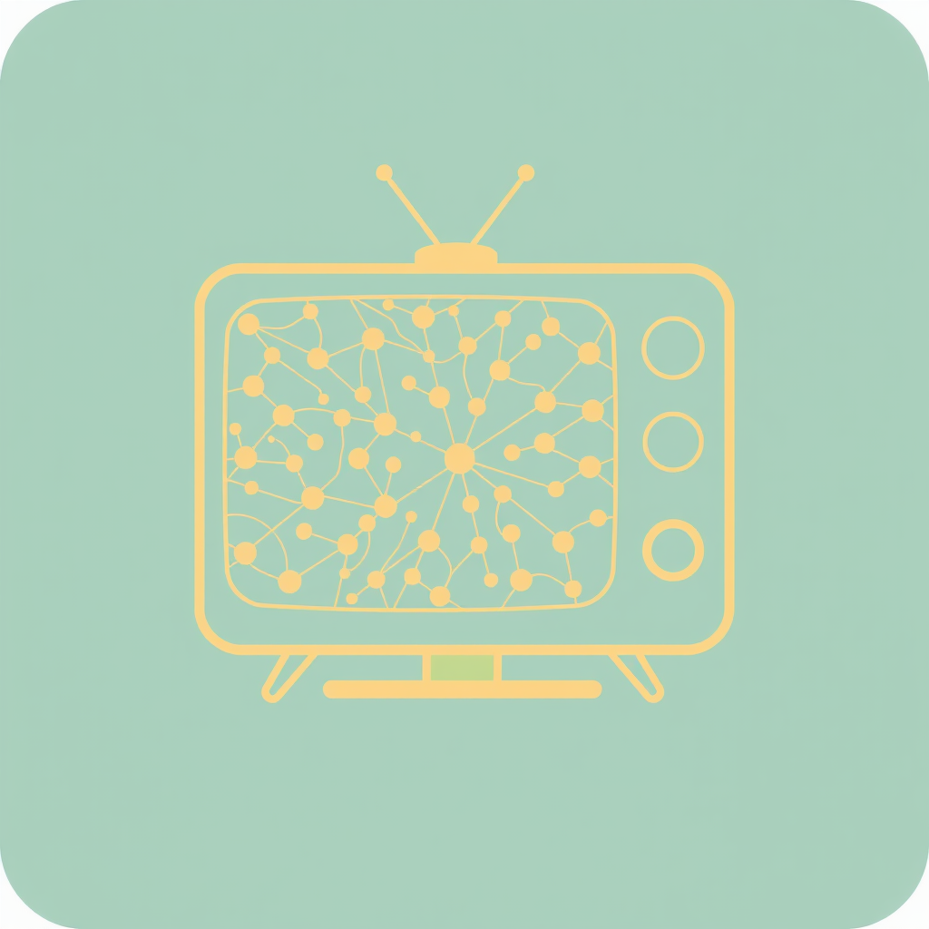 Evolving Intelligence Icon: An icon that visually communicates the concept ofAI learning and adaptation. This could be represented by a simple TV outline or screen shape that, when a feature is active or over a conceptual period of 'learning,' shows an increasingly complex and interconnected neural network pattern developing or growing within its boundaries.