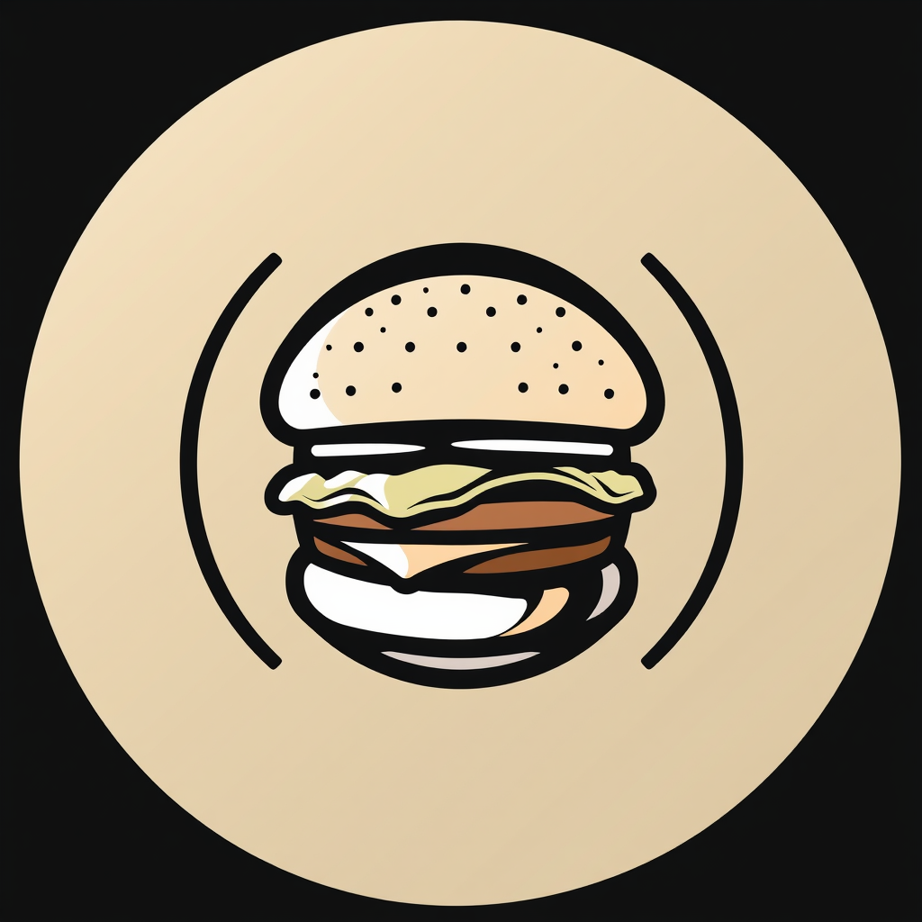 The logo could have a simple circular border around the detailed hamburger to keep it centered, or it could be kept borderless for a more modern look.