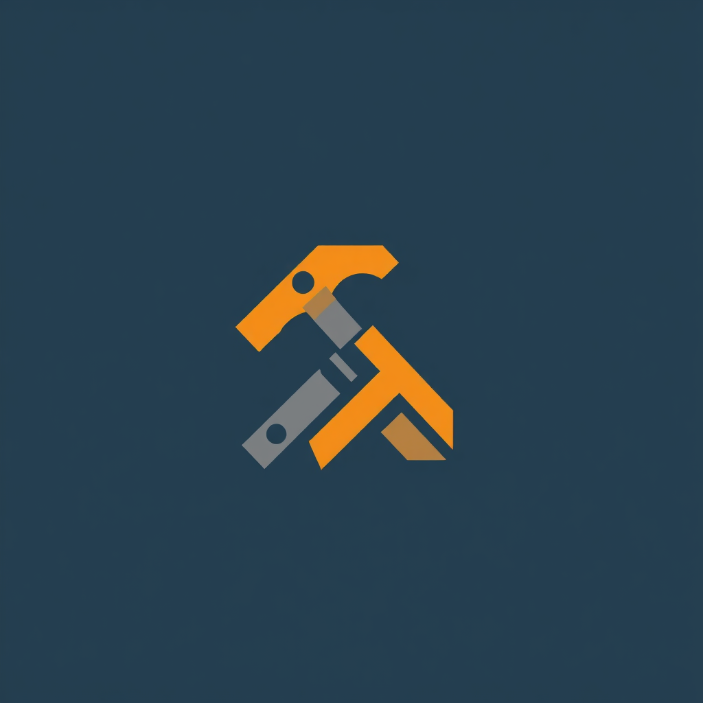 Sub-design Idea 4: An abstract logo mark built from geometric shapes inspired by tools like hammers, levels, or rulers, forming a dynamic and unique symbol.