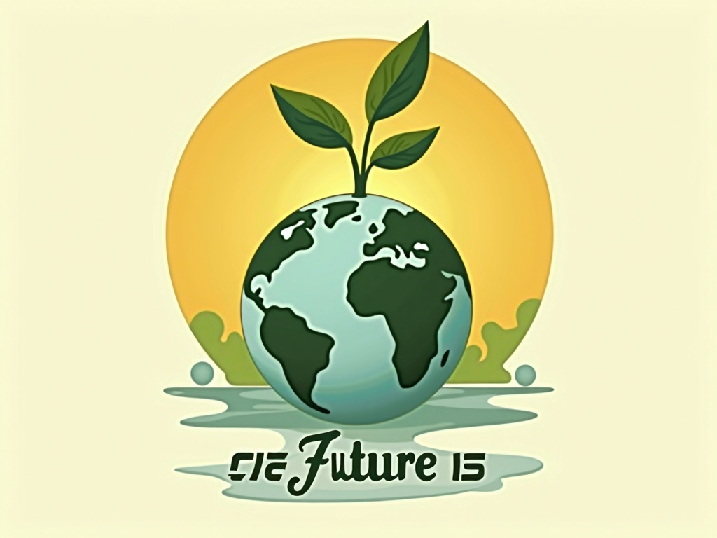 A 60s mod/minimalist style T-shirt featuring clean lines, geometric shapes, and a simple, impactful graphic like a stylized globe with a sprout. Use a limited color palette with a strong accent color and sleek retro typography for 'The Future is Green'.