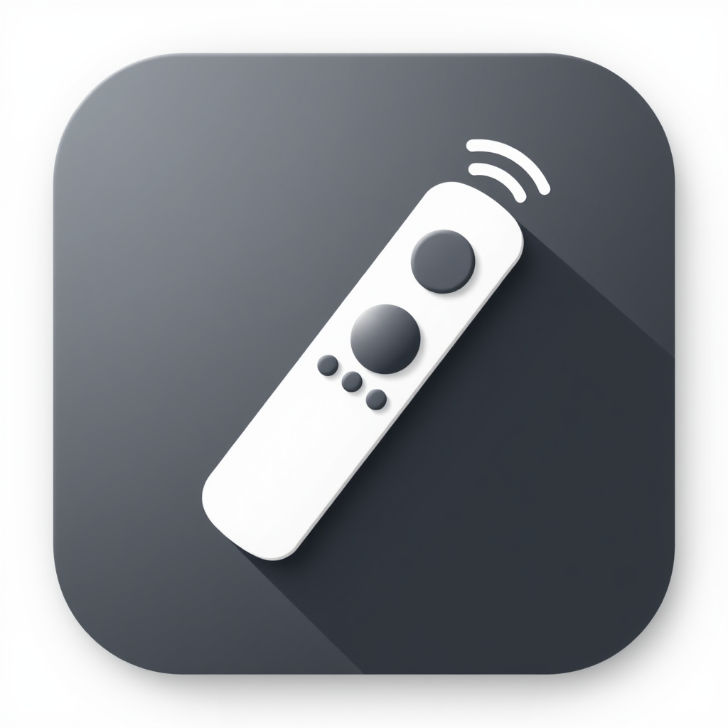 A sleek, minimalist remote control icon with a voice bubble or speech icon incorporated into the design.