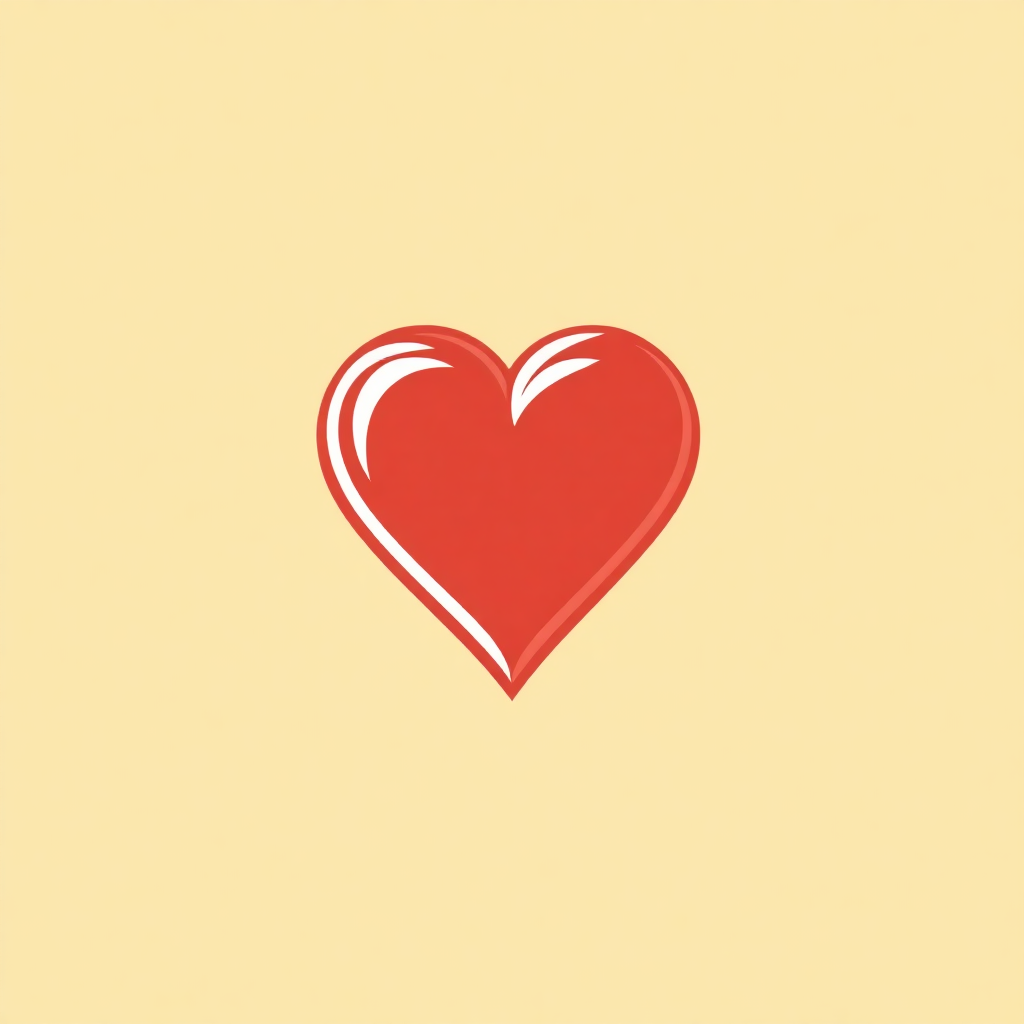 The image shows a red heart on a beige background, creating a striking contrast between the two colors. The heart is the focal point of the image, with its bright red color standing out against the neutral background.