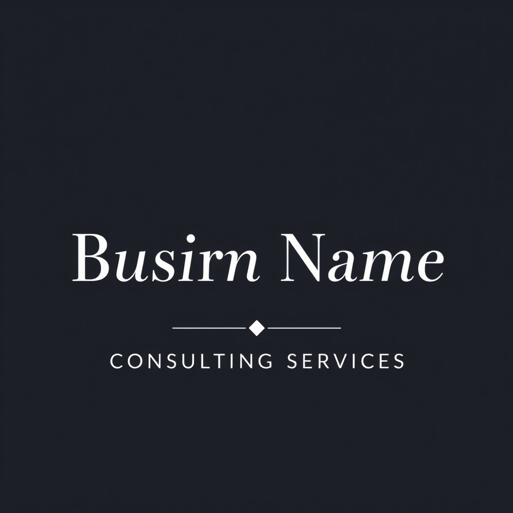 Create a wordmark using a strong, elegant serif font for the business name, with a small, sans-serif tagline underneath indicating the specific service (e.g., 'CONSULTING SERVICES'). The primary focus is on the refined typography of the main name.