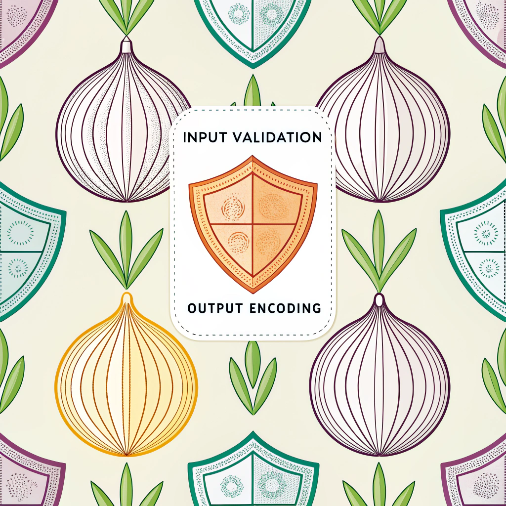 Security Layers Abstraction Model: A design concept for a visual model (e.g., onion diagram, layered shield) that represents input validation and output encoding as distinct but complementary security layers within an application's architecture. The design would visually emphasize how these layers work together to prevent attacks from penetrating or exfiltrating harmful data.