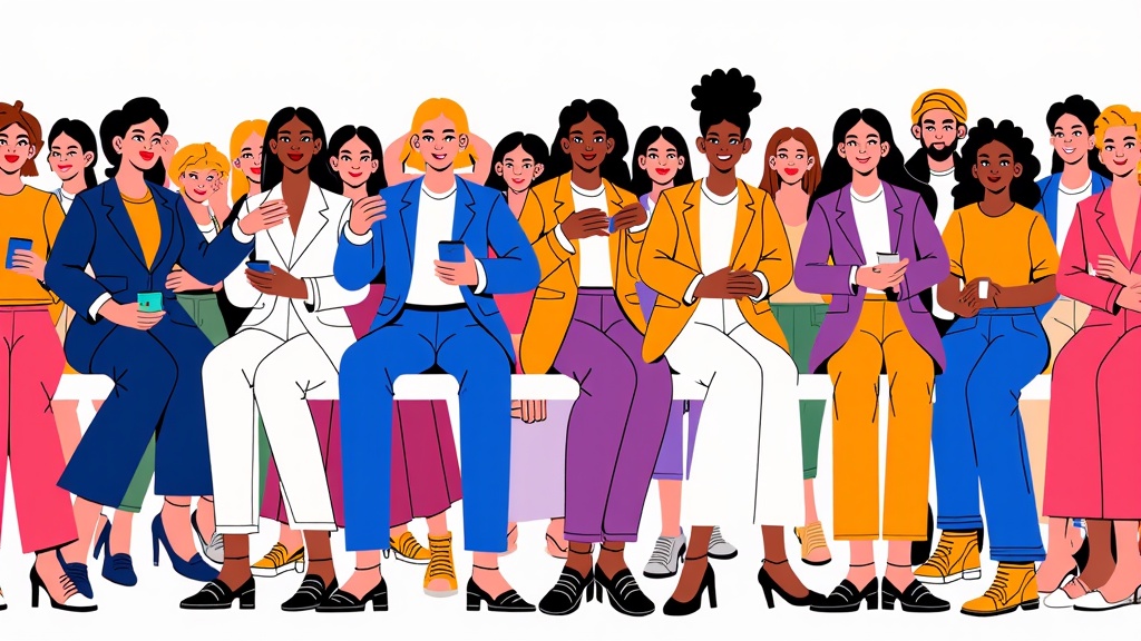 The Front Row & Digital Buzz: Depicting the front row scene with celebrities, editors, and influencers, capturing their reactions and the intersection of fashion with social media documentation.