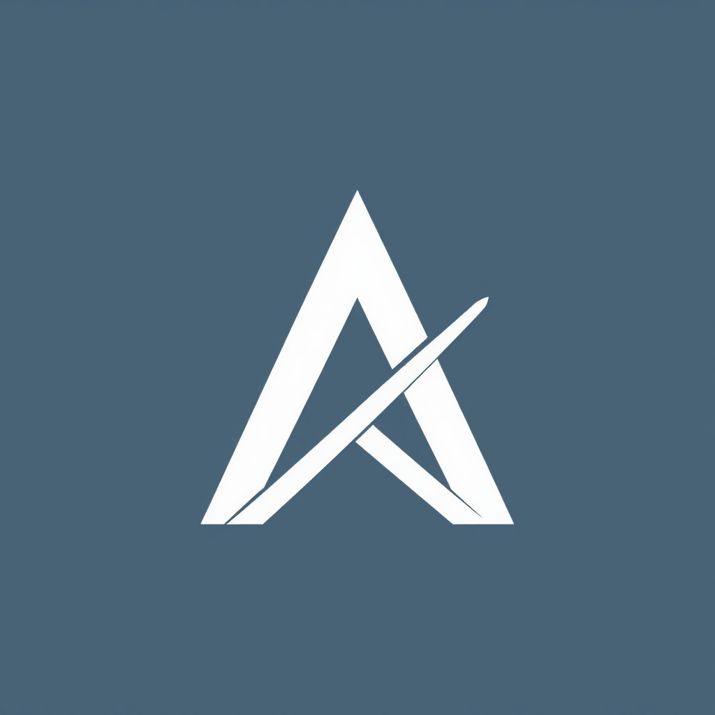 Kinetic 'A' Monogram: Develop a stylized, futuristic 'A' (for Arsenal) that subtly incorporates elements of the cannon or a forward-pointing vector, designed with clean lines and a sense of movement.
