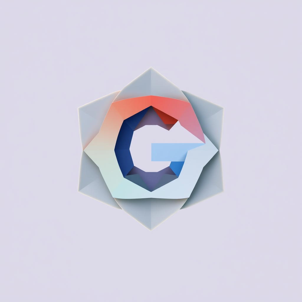 Sub-design Idea 3 (Evolving Geometric Forms): A central abstract geometric form that appears to be organically transforming, extruding new shapes, or unfolding through a sequence. This visualizes constant innovation, the evolution of Google's technologies, and the generative nature of AI. Fluid motion and shifting color palettes would be key.