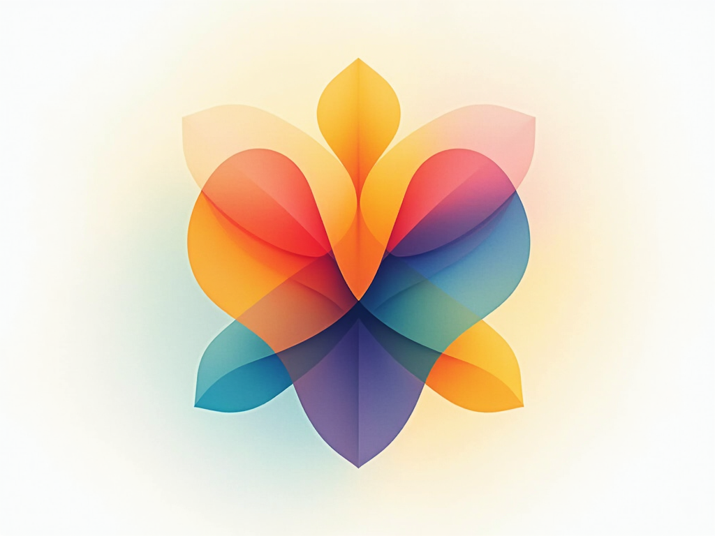 Sub-design Idea 4: Use abstract shapes where one shape 'transforms' or 'emits' three other shapes, symbolizing the multiplication effect of a kind act.