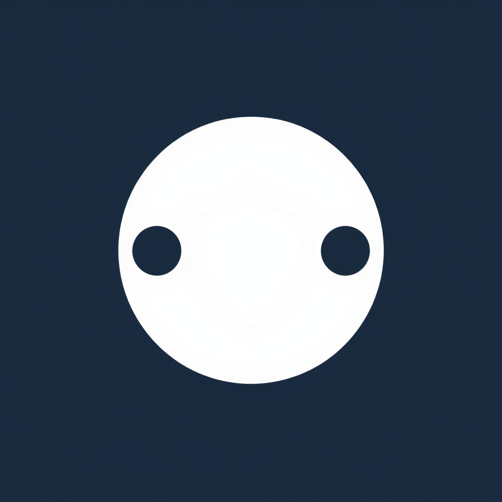 Simple Icon Idea: A minimalist circular dot representing a node, with a clean, modern shield shape partially overlapping or centered within it.