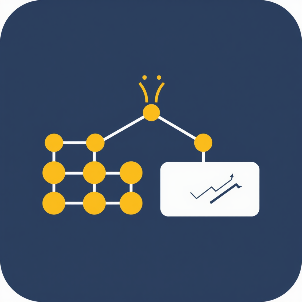 Prediction Output: Icon showing the final network structure leading to an output symbol like a lightbulb, arrow, or simplified prediction result.