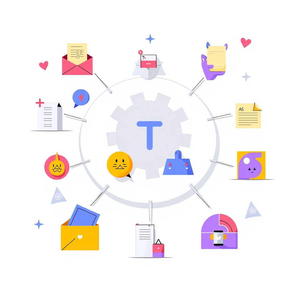 Sub-design Idea 5: Depict different categories of moderated content (e.g., hate speech, misinformation, bullying) using distinct icons being filtered or sorted by a mechanism representing the policy.