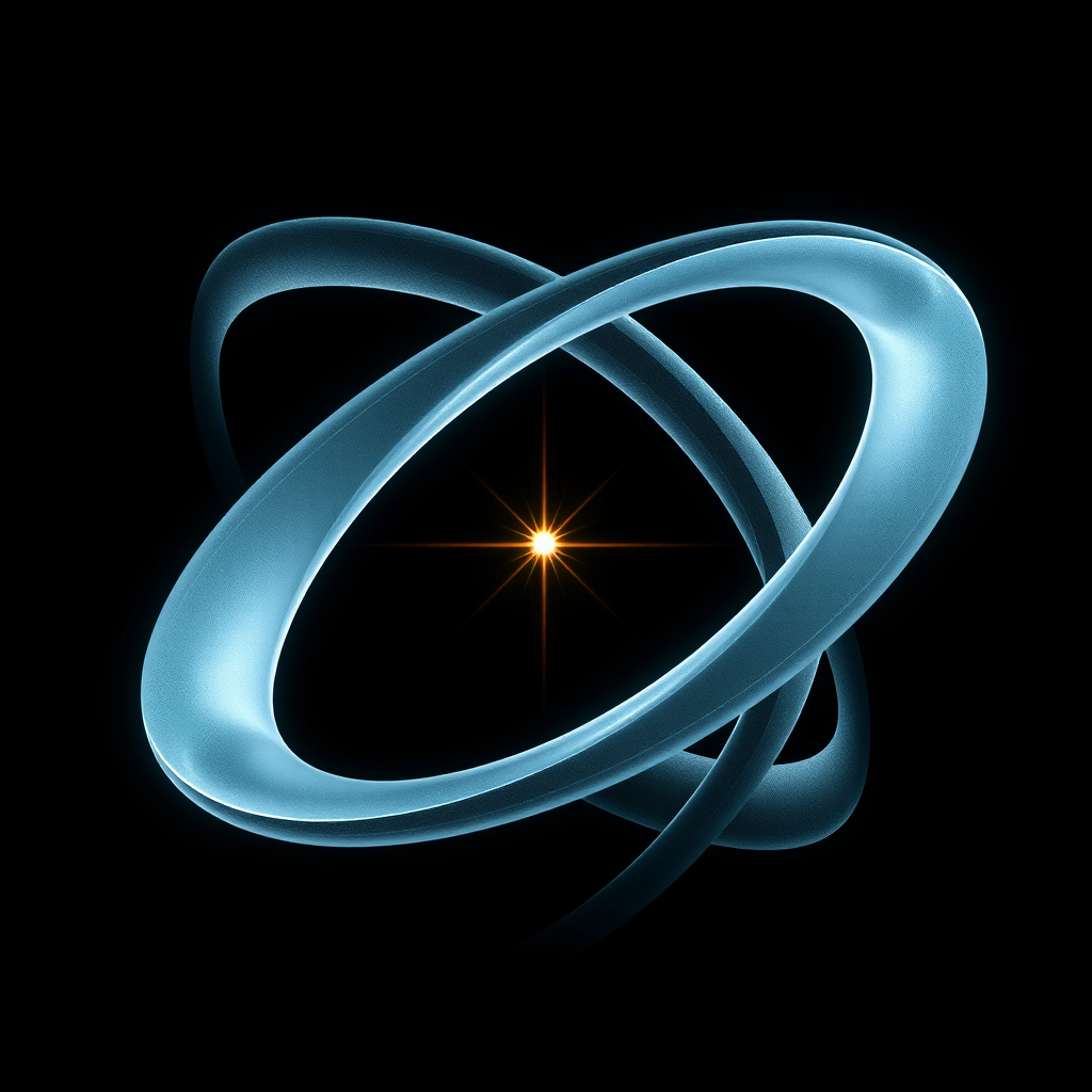 An impossible geometric shape, like a Penrose triangle or an endlessly looping form, with a bright spark at a critical juncture, symbolizing the novel, unique outputs of Generative AI and the inspiring 'Spark of AI' from a Digital Muse.