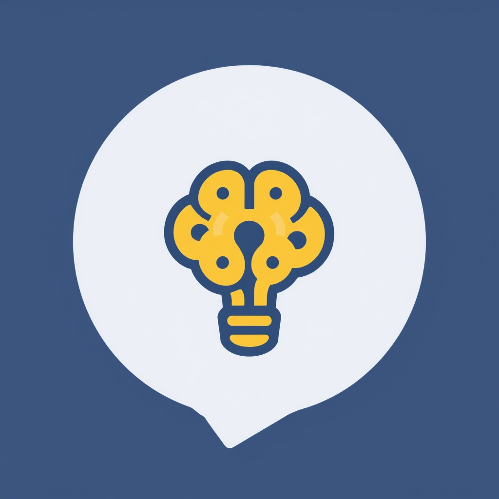 Simple Icon Idea: A speech bubble containing a small, stylized brain or gear icon.