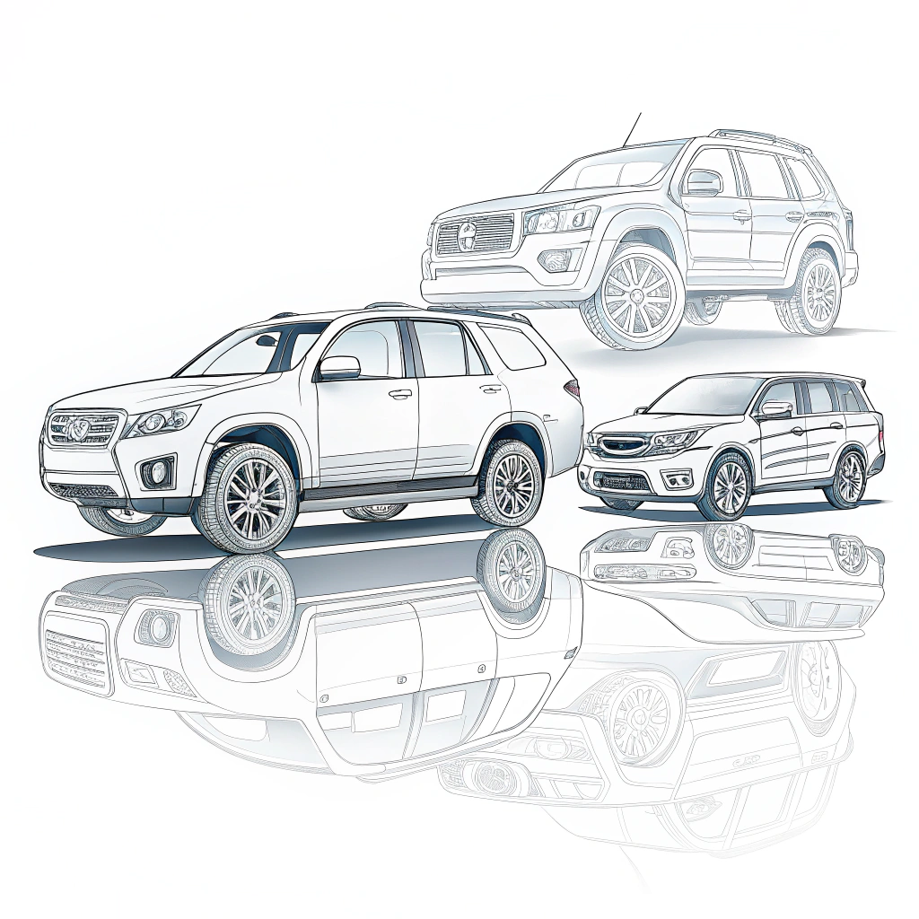 Reflective Vehicle Outline: A simple outline of the vehicle type (car, truck, SUV) in reflective material.