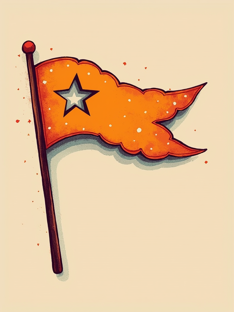 Simple Papel Picado Icon Element: A T-shirt design featuring a minimalist, iconic Papel Picado flag shape with scalloped edges and a single, central cut-out symbol (like a star, sun, or chili pepper) in a bold, festive color. This could be a small chest print or sleeve detail.