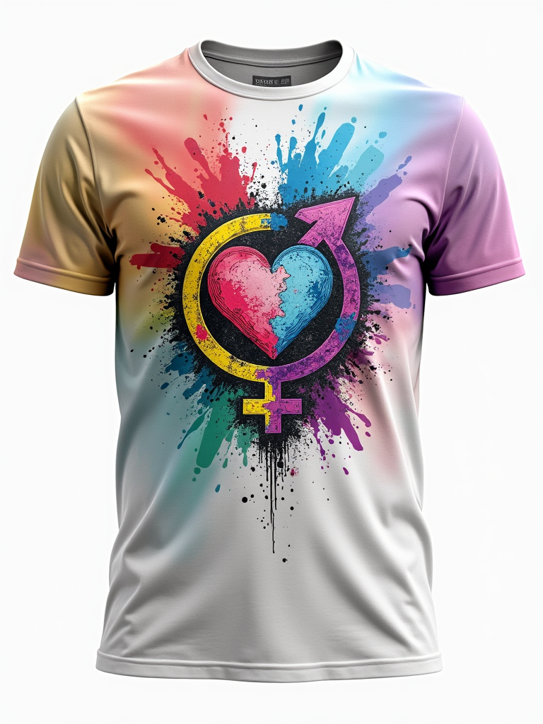 Visual focusing on crumbling traditional gender symbols (e.g., Mars/Venus symbols) with new, diverse, and inclusive symbols or a heart icon emerging from the pieces, all under the phrase 'Deconstruct Gender: Rebuild with Love & Acceptance'.