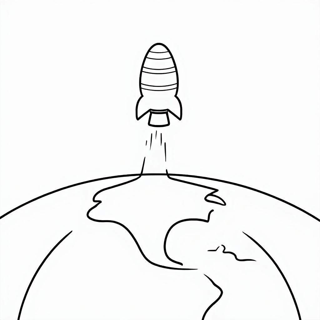 Simple Icon Idea (for the coloring book): A clean, minimalist outline of the Starliner capsule, perhaps with a curved line underneath suggesting Earth, or a subtle drawing tool (crayon tip) integrated.