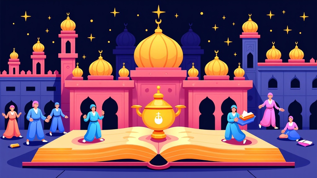 Digital Pop-Up Book: Design scenes with distinct, layered Arabian Nights illustrations that create a 3D pop-up effect with parallax scrolling. Interactive elements within layers can trigger animations (e.g., a genie emerging, stars twinkling) or reveal hidden text.