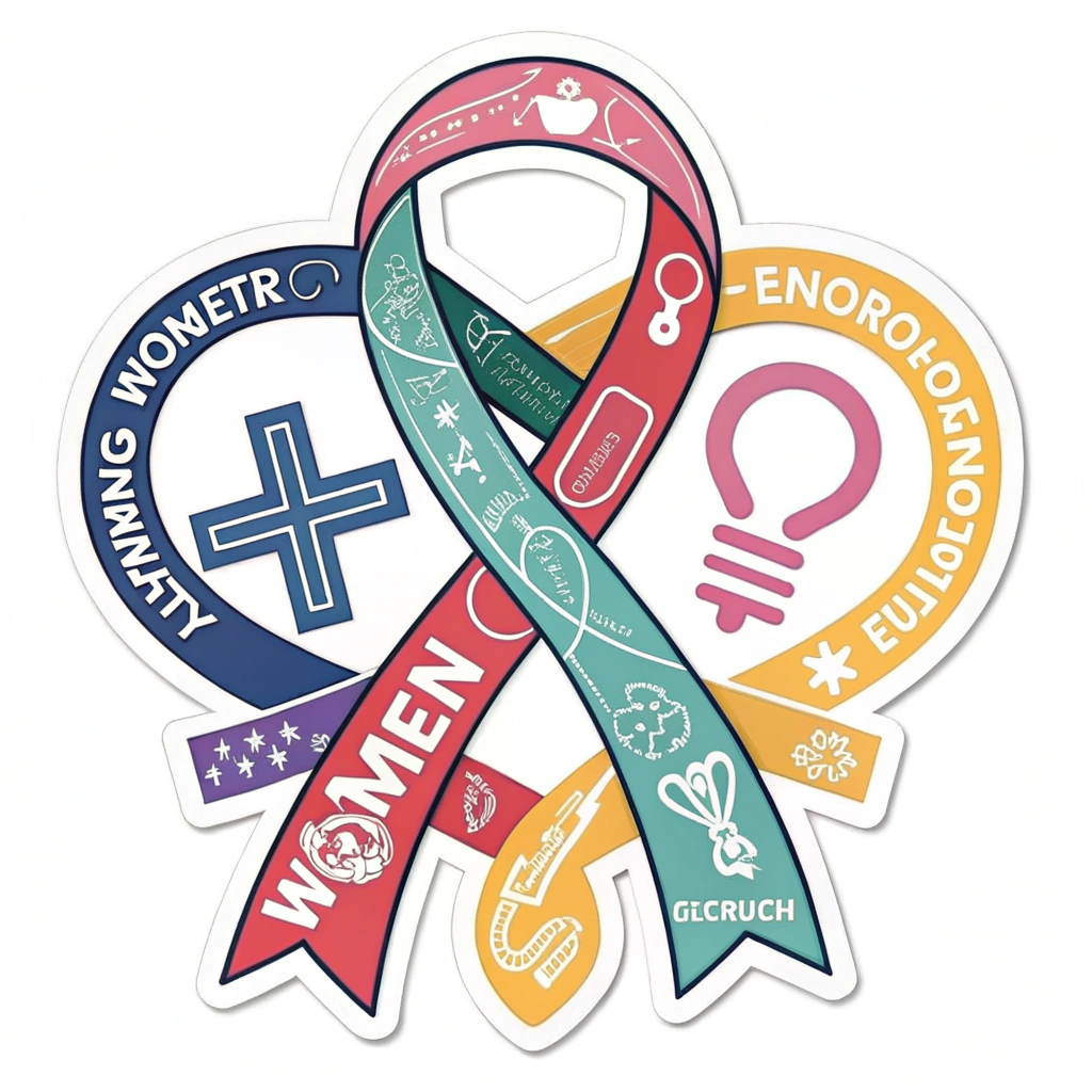 Develop a logo featuring intertwined ribbons in the shape of the Venus symbol (♀), each ribbon representing a different industry or sector where women are excelling. Use colors associated with different industries to highlight diversity.