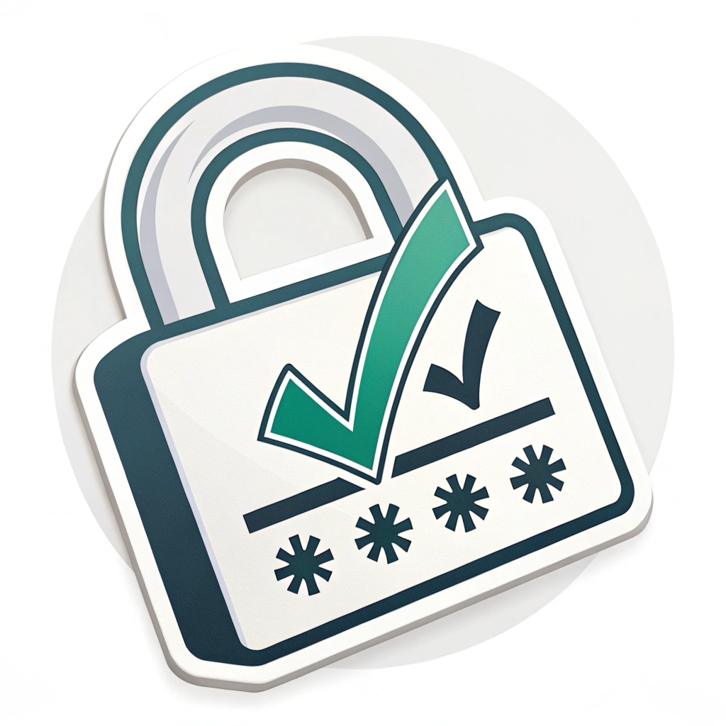 Simple Icon: A padlock icon with a prominent checkmark overlay, symbolizing that the password meets strong criteria and secures the account.