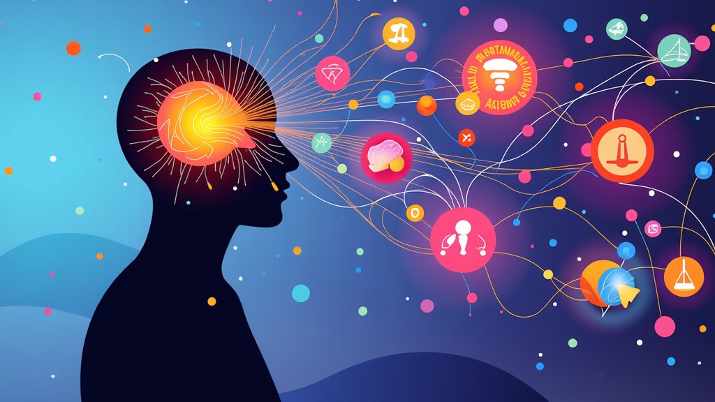 A human silhouette with its mind connected to an abstract AI core. From the AI, various artistic styles and generated images emerge, representing the collaborative creation process.