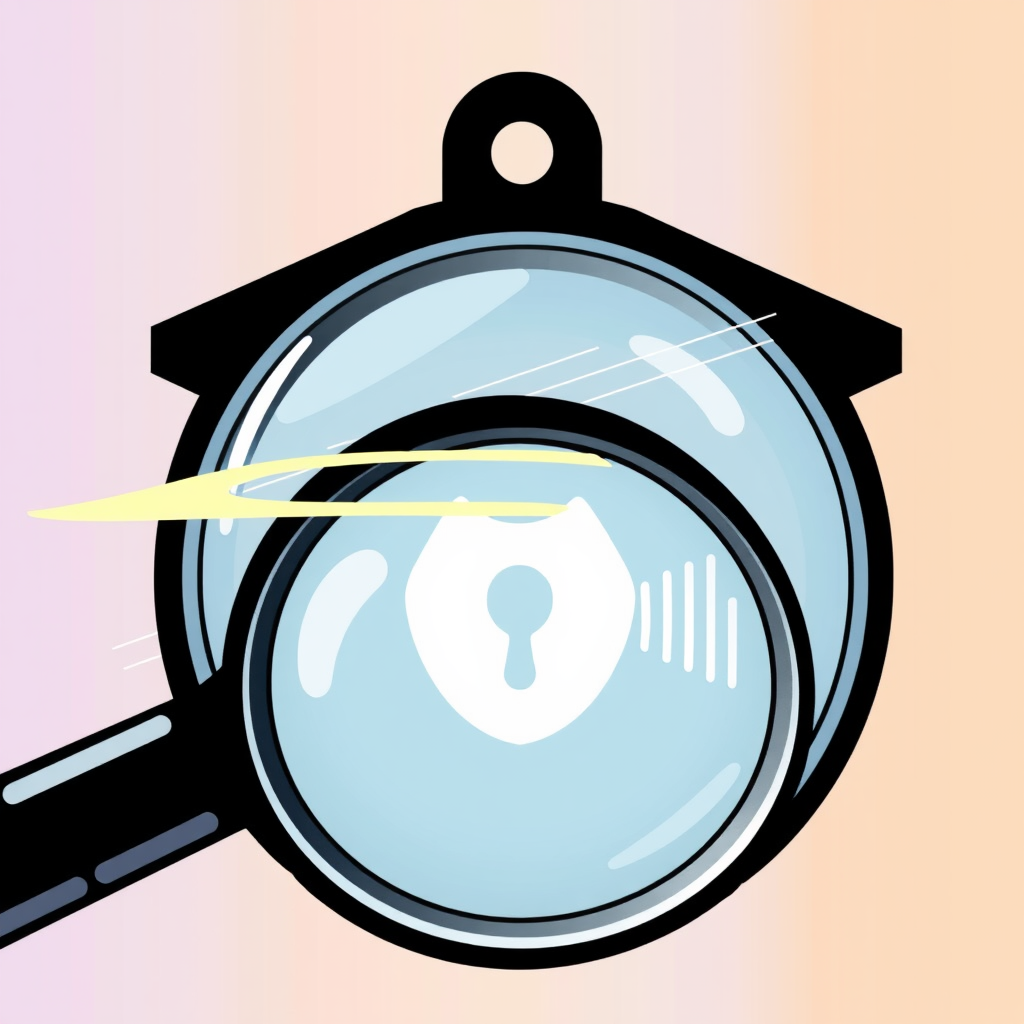 Sub-design Idea 5: Magnifying glass icon featuring a dynamic element like a sweeping scan line or a pulsing sonar effect across its lens. This effect reveals or emphasizes a hidden vulnerability symbol underneath as it passes.