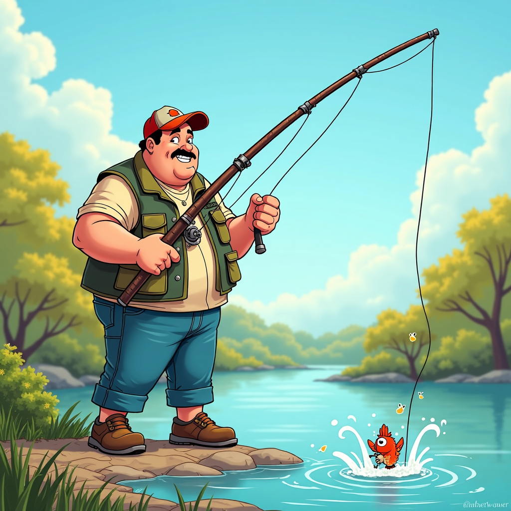A cartoon strip showing Babe Ruth attempting a new hobby unrelated to baseball, like fishing or painting, with comically oversized equipment and an enthusiastic but slightly inept approach.