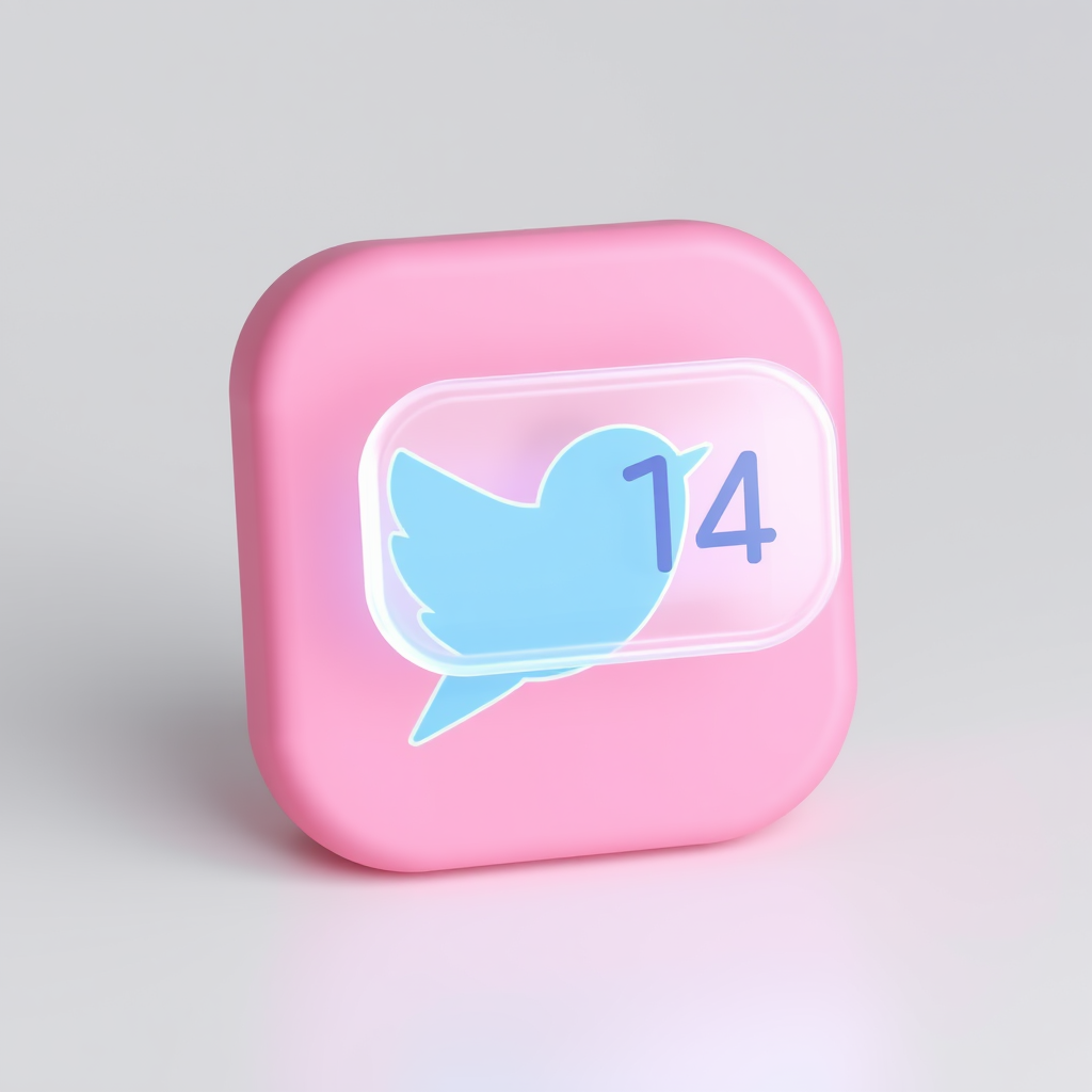 For an icon: A stylized 3D version of a classic social media app icon (e.g., bird, camera, speech bubble) with a luminous, translucent notification badge floating slightly offset from it, the number inside the badge updating with a subtle 'digital flip' animation in AR.
