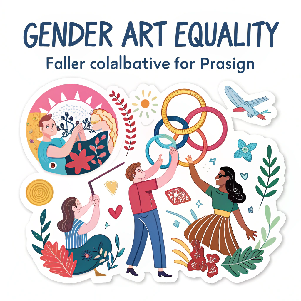 A collaborative art project where participants create artworks symbolizing gender equality, displayed in public spaces to raise awareness.
