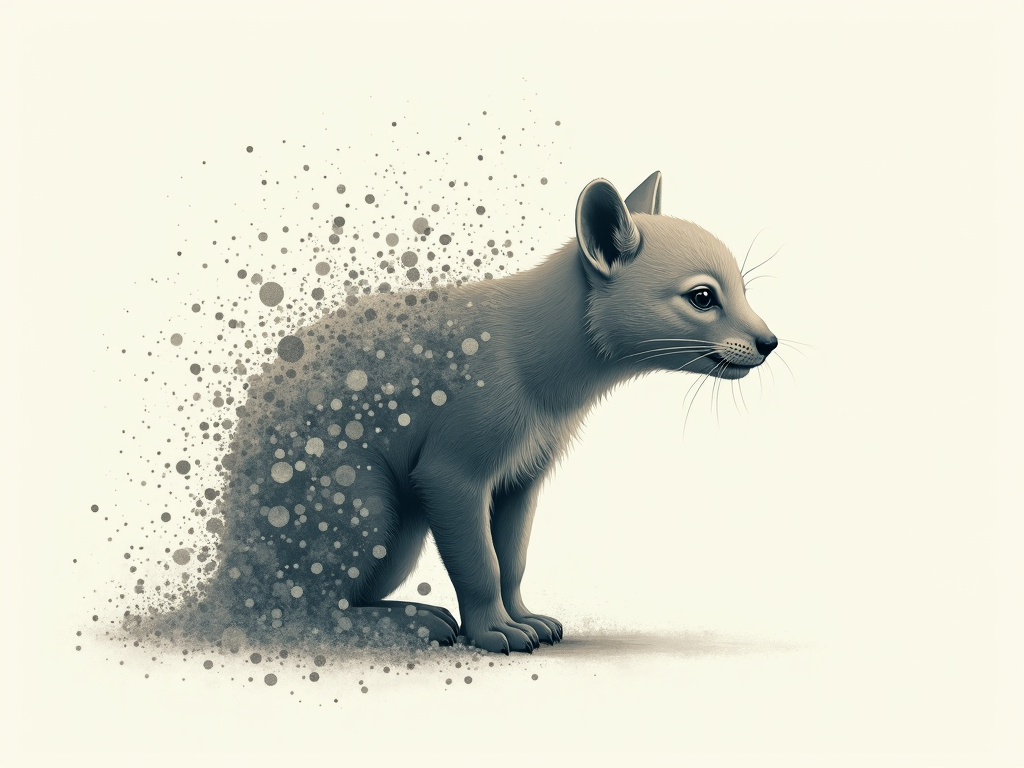 The Vanishing Series: A T-shirt featuring an endangered animal illustration that appears to be fading or made of dissolving particles towards one side, with the poignant text 'Earth Day: Protect Them Before They're Gone.' The animal should be detailed, evoking strong empathy.