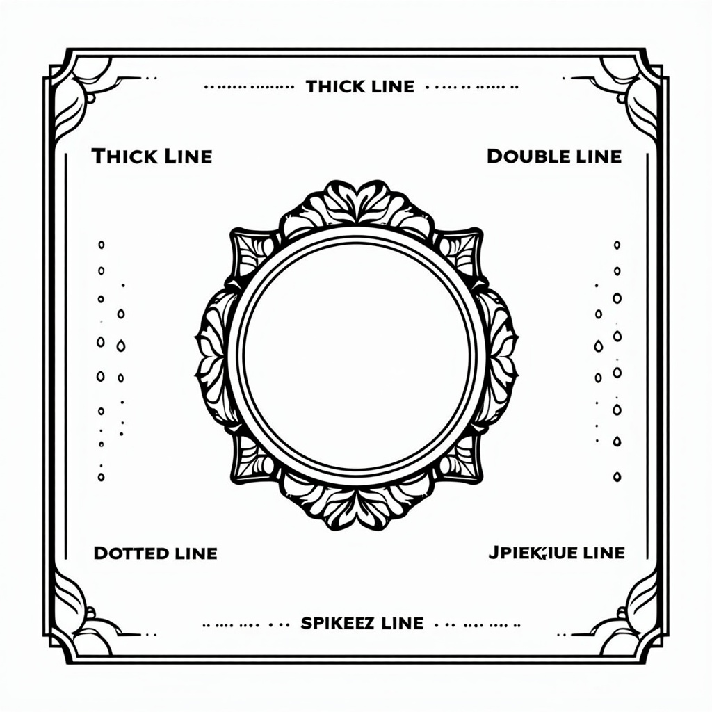 Offer different border styles around the main emblem area (e.g., thick line, double line, dotted line, spiked line).