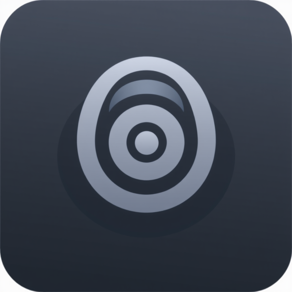 A highly simplified fingerprint consisting of three concentric arcs and a central dot, representing a basic, easily recognizable biometric identifier suitable for an icon.