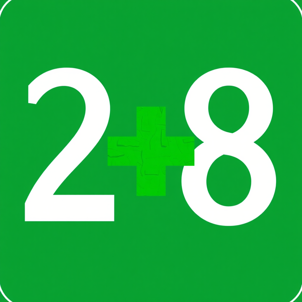 Place a distinct green safety cross symbol inside the top loop of the number '8' in 'April 28'.