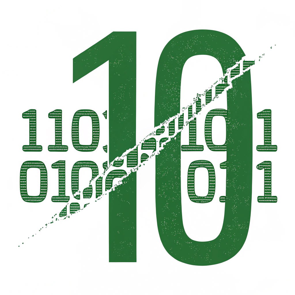 Simple Glitched Binary Digit: A single, bold green binary digit (e.g., '01', '1', or '0') on a black background, disrupted by a distinct, sharp glitch like a horizontal displacement or a scan line.