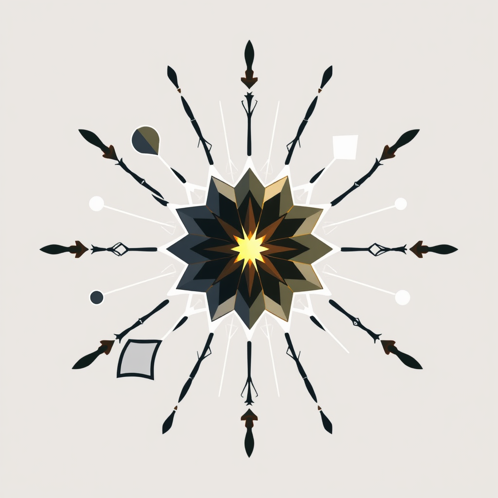Pulsating Core with Radiating Forms: A central, multifaceted abstract core pulsates subtly with light or energy, from which other abstract elements or patterns radiate outwards (representing innovation output) or into which forms are drawn and transformed (representing knowledge convergence), positioning 'Build' as an energetic hub of synergy.